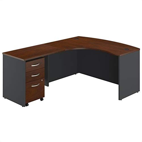 Bush Business Series C 3-Piece Left-Hand Bow Front Desk Set in Hansen Cherry