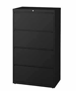 Office Dimensions Commercial Grade 30" Wide 4 Drawer Lateral File Cabinet, Black