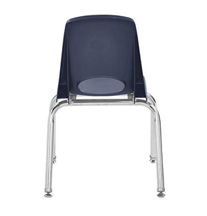 Factory Direct Partners - 10364-NV -10364 14" School Stack Chair, Stacking Student Seat with Chromed Steel Legs and Nylon Swivel Glides; for in-Home Learning or Classroom - Navy (6-Pack)