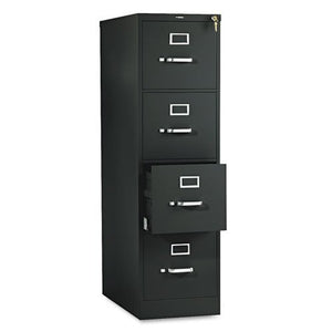 HON 4-Drawer Letter File Cabinet with Lock - Black, 52"x25" (H514)