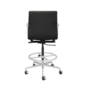Laura Davidson Furniture SOHO II Ribbed Drafting Chair - Ergonomic Design, Commercial Grade, Faux Leather, Black
