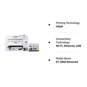 Epson EcoTank ET-3850 Wireless Color All-in-One Printer - Renewed