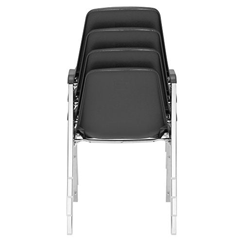 National Public Seating (NPS®) 8100 Series Poly Shell Stacking Chair, Black (4 Pack)
