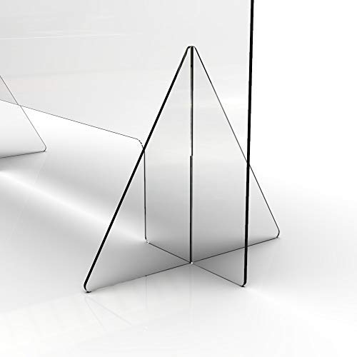 FryOilSaver Co, 43”W x 36”H, 1/4 Inch Thick Plexiglass Shield Portable Sneeze Guards, Clear Plexiglass Sneeze Guard for Counter, Plexiglass Shield Protection from Sneezing Customers, Extra Sturdy,