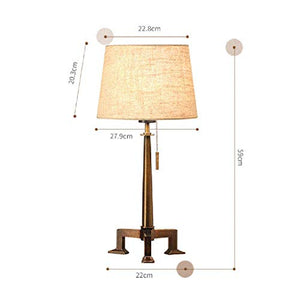 YD Table Lamp - Nordic creative bedroom bedside wrought iron table lamp, modern minimalist living room decoration lamp, bronze lamp body, pull switch, E27 light source (not included) Size: 28x59cm /&