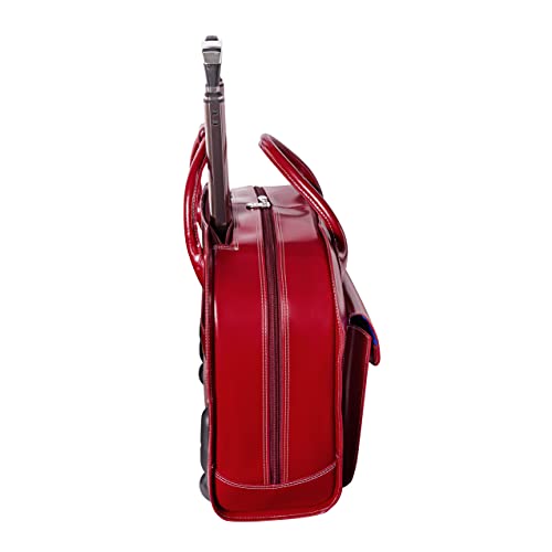 McKlein, L Series, Granville, Top Grain Cowhide Leather, 15" Leather Wheeled Ladies' Laptop Briefcase, Red (96146A)