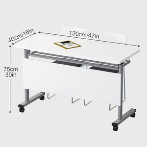 FQWYNMZ Foldable Meeting Table Set with Lockable Wheels, Rectangular Rolling Splicing Computer Desk (Color: )