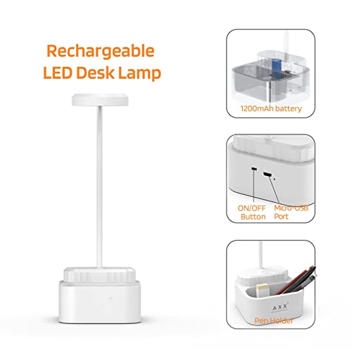 Desk Lamp Battery Operated White Rechargeable Study Table Lamp