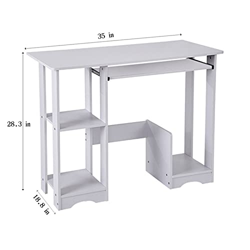 QIAOLI Folding Desk Computer Desk, Desktop Home Modern Simple Minimalist Desk Writing Desk Laptop Study Table Office Workstation for Home Office,White Computer Desk