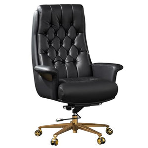 Kinnls Genuine Leather Massage Office Chair - Adjustable Height Tilt Lock