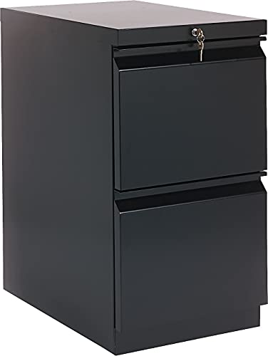 HON Efficiencies Mobile Pedestal File with Two File Drawers, Black