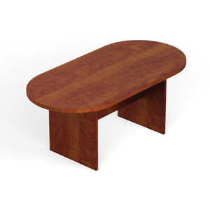 Offices to Go 8' Racetrack Conference Table with Slab Base-American Mahogany - American Mahogany