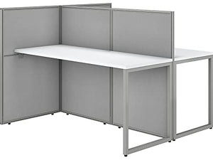 Bush Business Furniture Back-to-Back 2-Person Workstation 45"x60" Pure White/Silver Gray