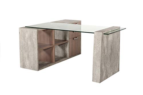 Limari Home LIM-73765 Baston Office Desk, Gray/Clear