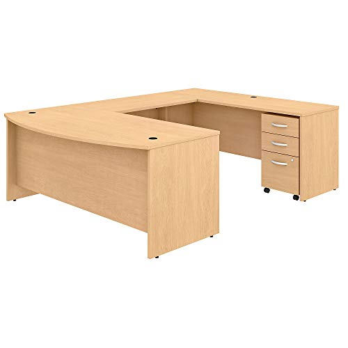 Bush Business Furniture Studio C U Shaped Desk with Mobile File Cabinet, 72W x 36D, Natural Maple