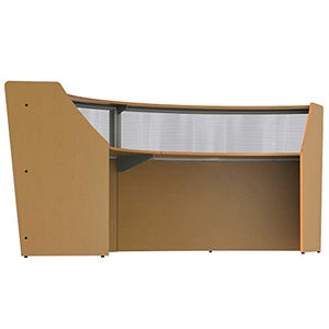 Linea Italia Curved Office Reception Desk Counter, 2 Panel, 124" x 49", Maple