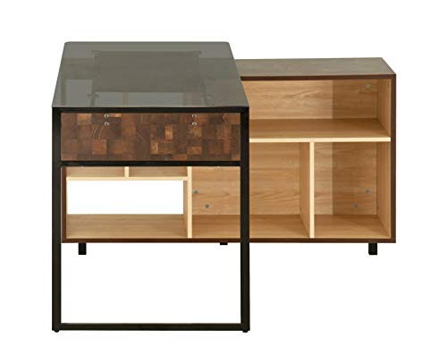 Techni Mobili L-Shape Corner Desk with Multiple Storage, Oak