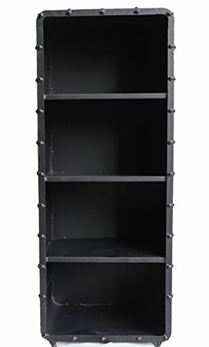Diwhy Retro Vintage Industrial Metal Standing Bookcase Storage Cabinet (4-Shelf)