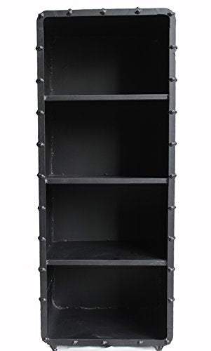Diwhy Retro Vintage Industrial Metal Standing Bookcase Storage Cabinet (4-Shelf)