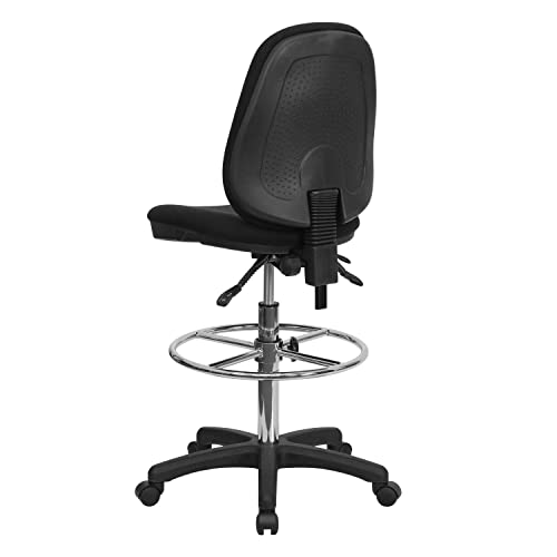 Flash Furniture Black Ergonomic Drafting Chair with Adjustable Foot Ring