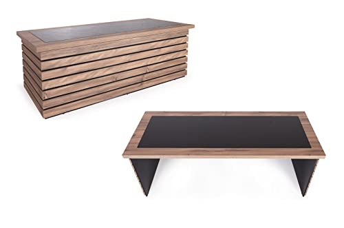 Casa Mare 87" Wood Office Furniture Set of 4pcs | Executive Desk, Cabinet, File Cabinet, Coffee Table