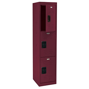 Sandusky Lee LF3B151866-03 3 Tier Welded Steel Storage Locker, 66" Height, Burgundy