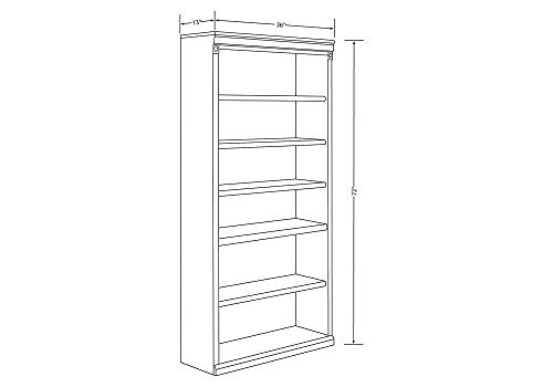 Huntington Club Six Shelf Traditional Bookcase - 72" H Huntington Cherry Dimensions: 36"W x 13"D x 72"H Weight: 171 lbs.