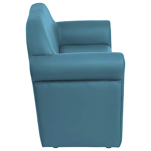FDP Little Lux Upholstered Kids Sofa with Storage Compartments and Woven Baskets, Plush Furniture for Children Rooms - Teal