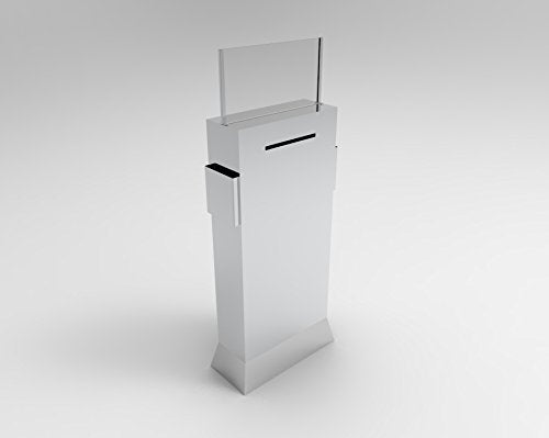 FixtureDisplays® Metal Ballot Box w/Side Pockets, Lockable, 17 x 8.7 Header, Floorstanding - Matte Grey Unique Lock/Keys 119577
