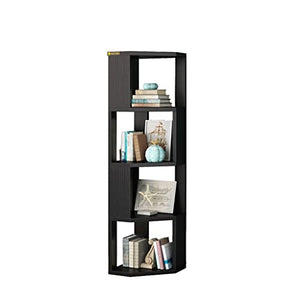 TEMKIN 4 Tier Corner Shelf Bookcase Wooden Display Bookshelf Storage Rack