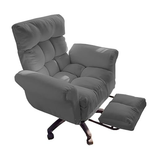 IPSU Home Desk Chair, Cotton and Linen Adjustable Ergonomic Office Chair with Footrest