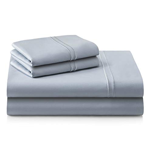MALOUF Supima Premium Cotton Sheets-100 Percent American Grown Long Staple-Sateen Weave-Extra Deep Pockets-Single Ply-600 Thread Count-Split King-Smoke, Split King