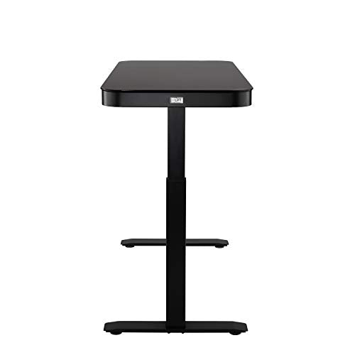 Seville Classics airLIFT Computer Desk Table, 47" Height Adjustable, Tempered Black Glass
