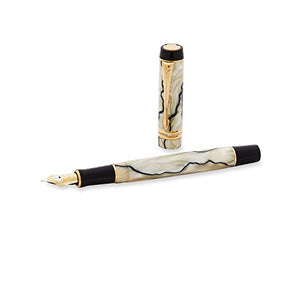 Parker Duofold International Pearl and Black, Fountain Pen with Medium solid gold nib (S0767480)