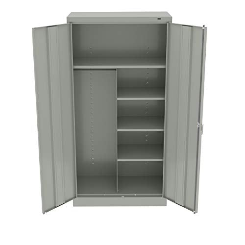 Tennsco 7214 24 Gauge Steel Standard Welded Combination Storage Cabinet, 5 Shelves, 150 lbs Capacity per Shelf (50 lbs per Half Shelf), 36" Width x 72" Height x 18" Depth, Light Grey