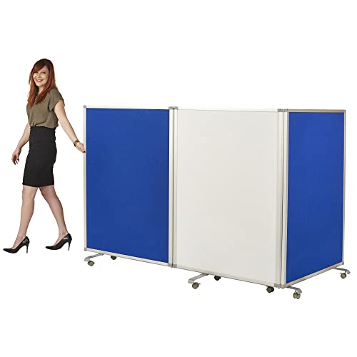 ECR4Kids Mobile Dry-Erase Room Divider and Partition, Double-Sided, Rolling Caster Wheels, 3-Panel Dry-Erase Board, Collapses for Easy Storage