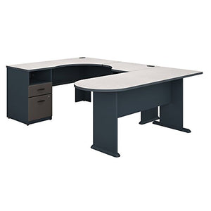 Series A U Shaped Corner Desk with Peninsula and Storage