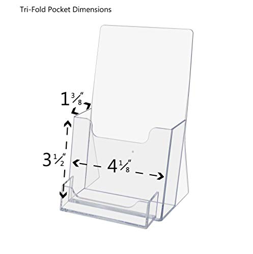 Marketing Holders Counter Trifold Brochure Holder with Business Card Pocket Maps Menu Pamphlet Organizer Hand Out 200 Pack