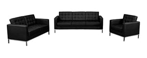 Offex Contemporary Black Leather Office Guest Reception Set