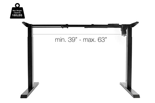 TechOrbits Electric Standing Desk Frame - Two Leg Motorized Stand Up Desk Base - Sit Stand Desk with Memory Settings and Telescopic Height Adjustment (Black)
