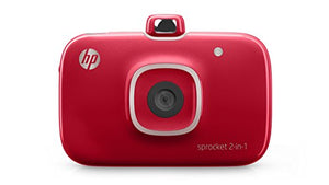 HP Sprocket 2-in-1 Portable Photo Printer & Instant Camera, print social media photos on 2x3" sticky-backed paper - Red (2FB98A)
