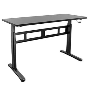 Mount-It! Height Adjustable Manual Standing Desk with Tabletop | 55.1 X 23.6 Inch Tabletop | Complete Sit Stand Workstation | Stand Up Desk Frame and Desktop with Hand Crank | 1 Inch Thick Desktop