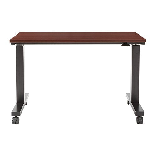 OSP Furniture PHAT2448M3 Pneumatic Height Adjustable Table, Mahogany Top with Black Base