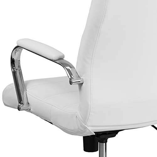 Flash Furniture High Back Office Chair | White LeatherSoft Office Chair with Wheels and Arms