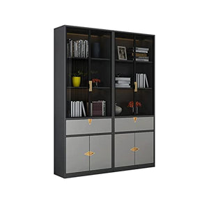 SUNESA Wooden Bookshelf with Glass Door - Modern Home Office Storage Cabinet