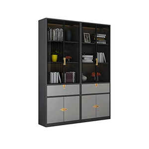 HARAY Glass Door Bookshelf Bookcase - Modern Home Office Storage Cabinet (Color: B)