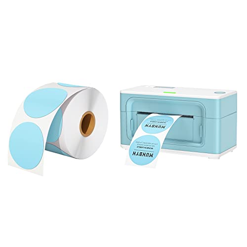 MUNBYN Label Printer, 150mm/s Thermal Shipping Label Printer MUNBYN 2" Blue Circle Thermal Sticker Labels