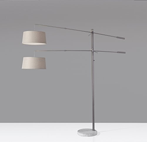 Adesso 5275-22 Manhattan Two-Arm Arc Lamp, Brushed Steel