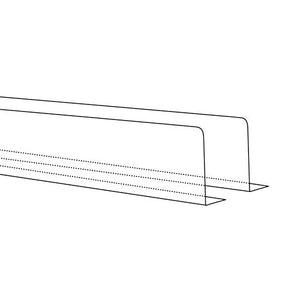 Shelf Divider/Retainer Adhesive Mount, Clear Plastic 18" L x 3" H x .5" W x 20 Mil Thick, 500 Pack