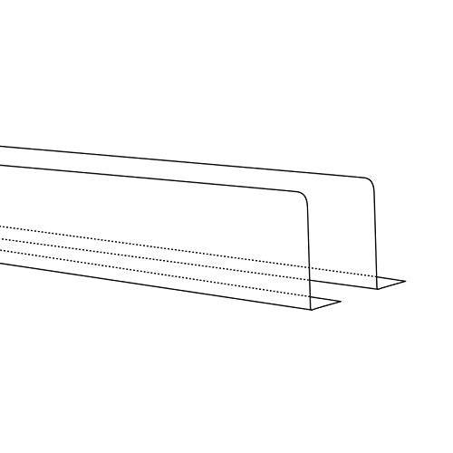 Shelf Divider/Retainer Adhesive Mount, Clear Plastic 18" L x 3" H x .5" W x 20 Mil Thick, 500 Pack